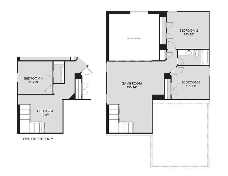 2D floor plan layout for the The Andria by Legend Homes in Cinco Lakes, San Antonio, TX (Image 4).