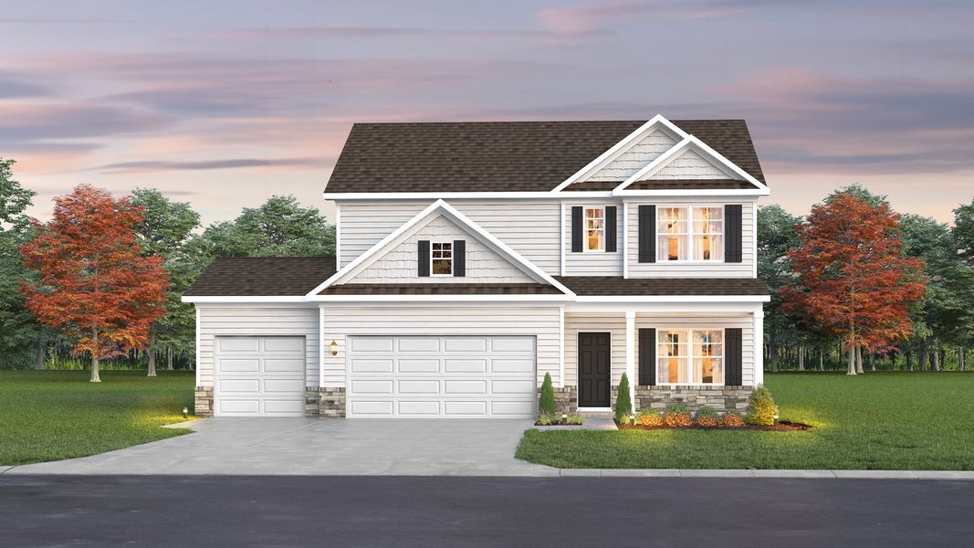 Elevation B with 3-Car Garage (R2) Elevation B with 3-Car Garage (R2)