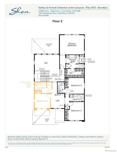 2D floor plan layout of this home in Portrait at The Canyons, Castle Pines, CO (Image 2). 2D floor plan layout of this home in Portrait at The Canyons, Castle Pines, CO (Image 2).