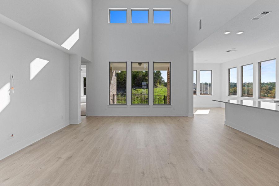 Family Room with soaring ceiling