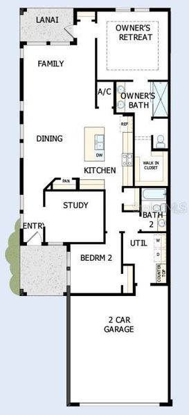 2D floor plan layout of this home in Gracewater at Sarasota, Sarasota, FL (Image 3).