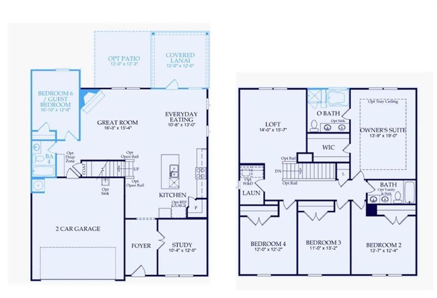 2D floor plan layout of this home in Berkeley Mill, Cumming, GA (Image 5).