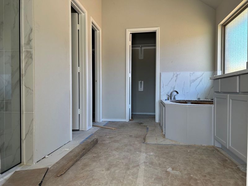 In-progress construction of a new home in The Highlands 45', Porter, TX (Image 12).