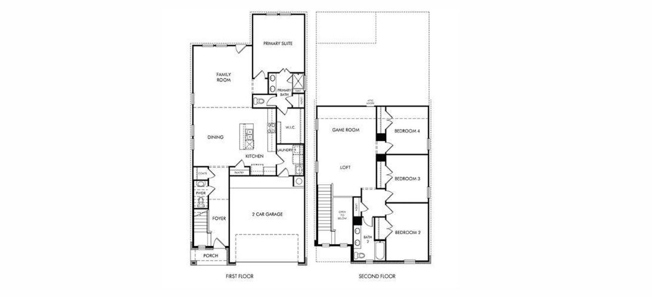 2D floor plan layout of this home in Sundance Cove - Traditional Series, Crosby, TX (Image 2). 2D floor plan layout of this home in Sundance Cove - Traditional Series, Crosby, TX (Image 2).