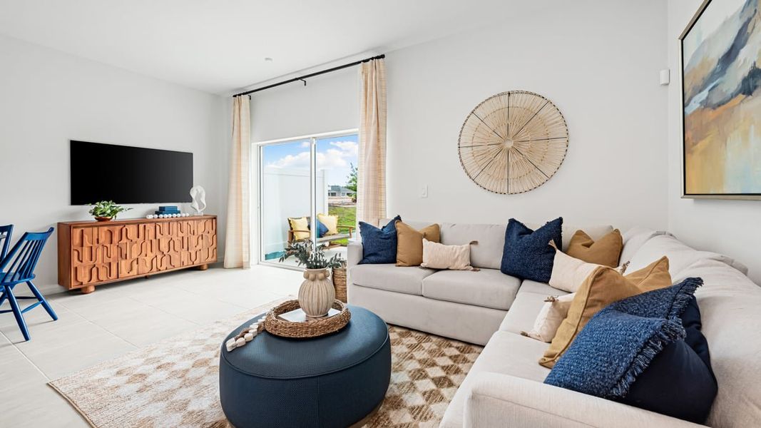 Representative furnished interior of a home built from the Marigold by Taylor Morrison in The Towns at Skye Ranch, Sarasota (Image 12). Representative furnished interior of a home built from the Marigold by Taylor Morrison in The Towns at Skye Ranch, Sarasota (Image 12).