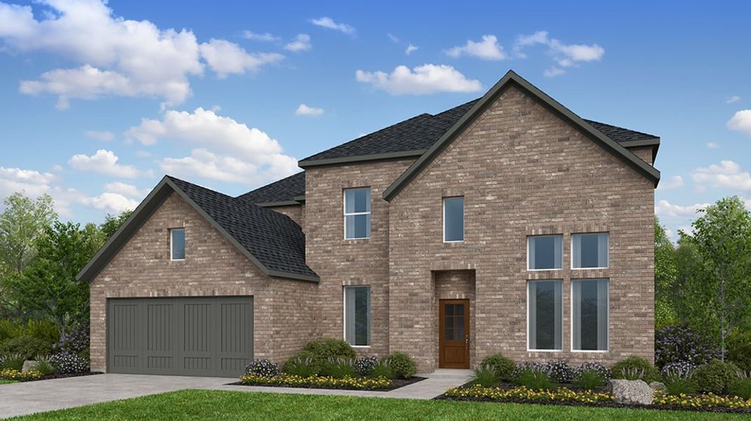 Representative exterior photo of a completed home built from the Larimar by Taylor Morrison in The Ranch at Uptown Celina 60s, Celina, TX (Image 20). Representative exterior photo of a completed home built from the Larimar by Taylor Morrison in The Ranch at Uptown Celina 60s, Celina, TX (Image 20).
