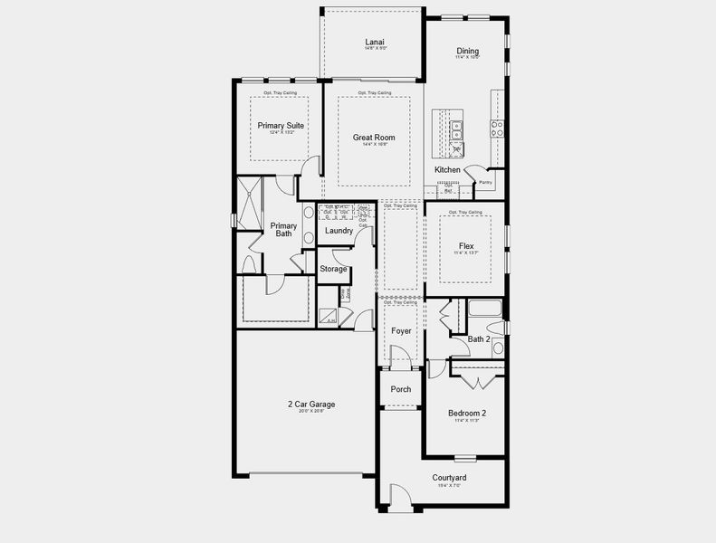 2D floor plan layout for the Monte by Taylor Morrison in Esplanade at McKinnon Groves, Winter Garden, FL (Image 4).