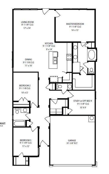 2D floor plan layout of this home in Fulshear Lakes 45' at Fulshear Lakes, Fulshear, TX (Image 4). 2D floor plan layout of this home in Fulshear Lakes 45' at Fulshear Lakes, Fulshear, TX (Image 4).