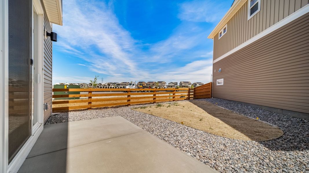 Exterior details and patio area of a home in Reunion, Commerce City (Image 3). Exterior details and patio area of a home in Reunion, Commerce City (Image 3).