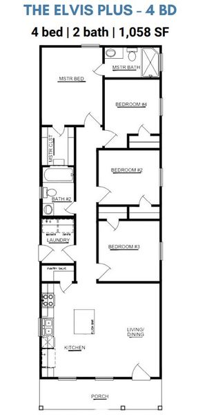2D floor plan layout for the The Elvis by ICONIQ Homes in Arrowhead Lakes, Willis, TX (Image 5). 2D floor plan layout for the The Elvis by ICONIQ Homes in Arrowhead Lakes, Willis, TX (Image 5).