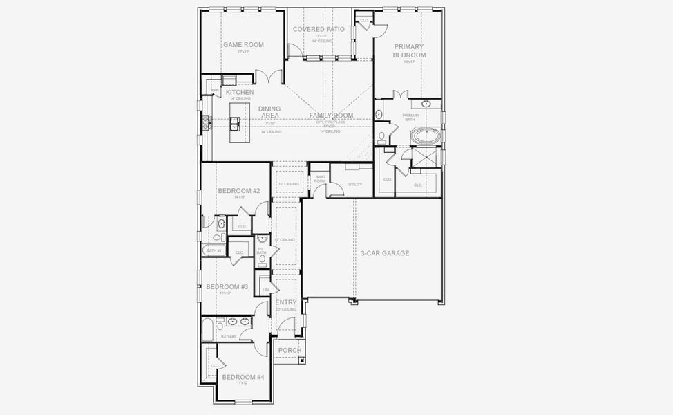 2D floor plan layout for the 2600W by Perry Homes in Juniper Springs 60', Lockhart, TX (Image 3). 2D floor plan layout for the 2600W by Perry Homes in Juniper Springs 60', Lockhart, TX (Image 3).