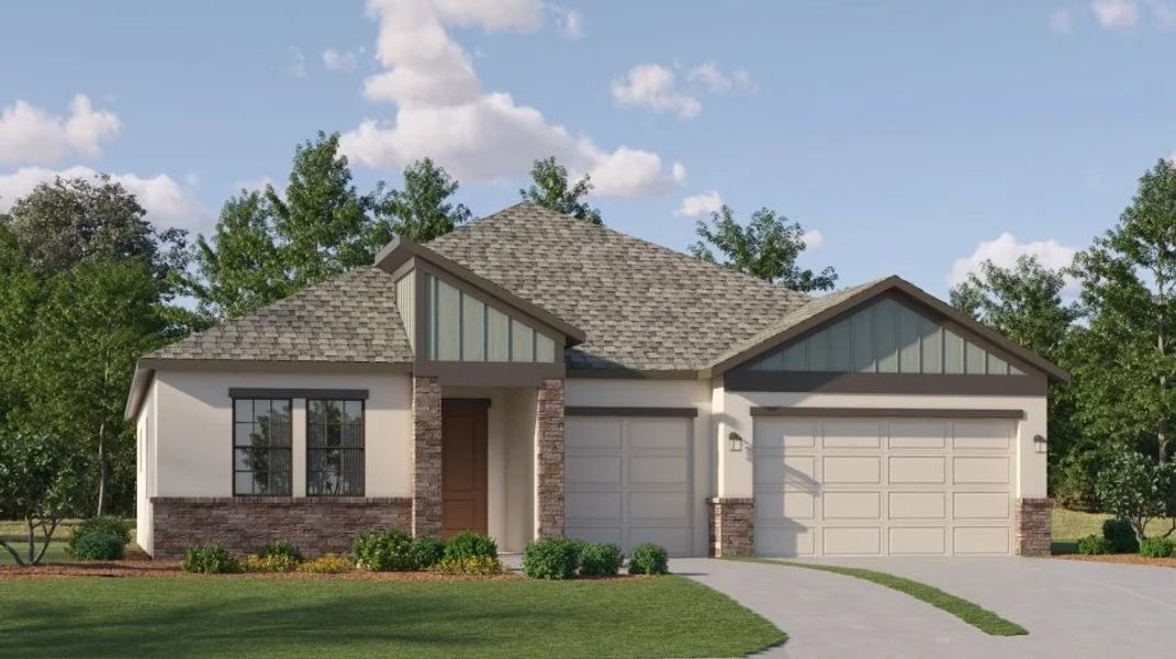 Front exterior of a new home in Stonegate Preserve, Palmetto, FL, highlighting curb appeal (Image 1). Front exterior of a new home in Stonegate Preserve, Palmetto, FL, highlighting curb appeal (Image 1).