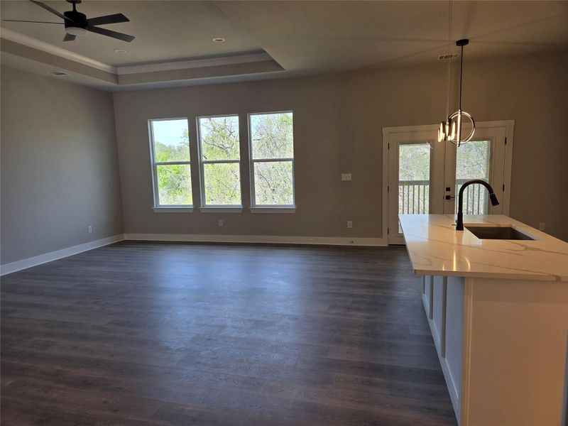 Open living room to kitchen Open living room to kitchen