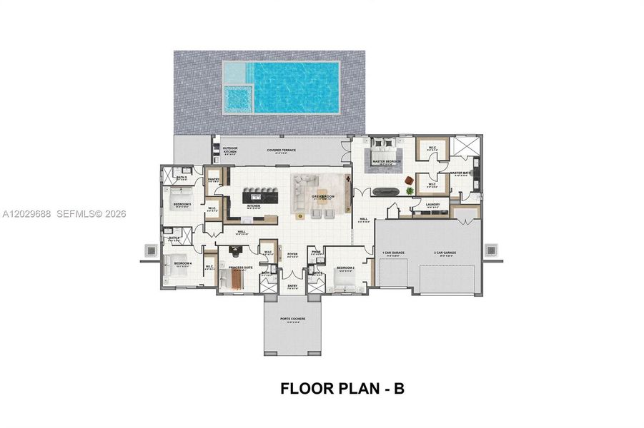 2D floor plan layout of this home in , Homestead, FL (Image 3).