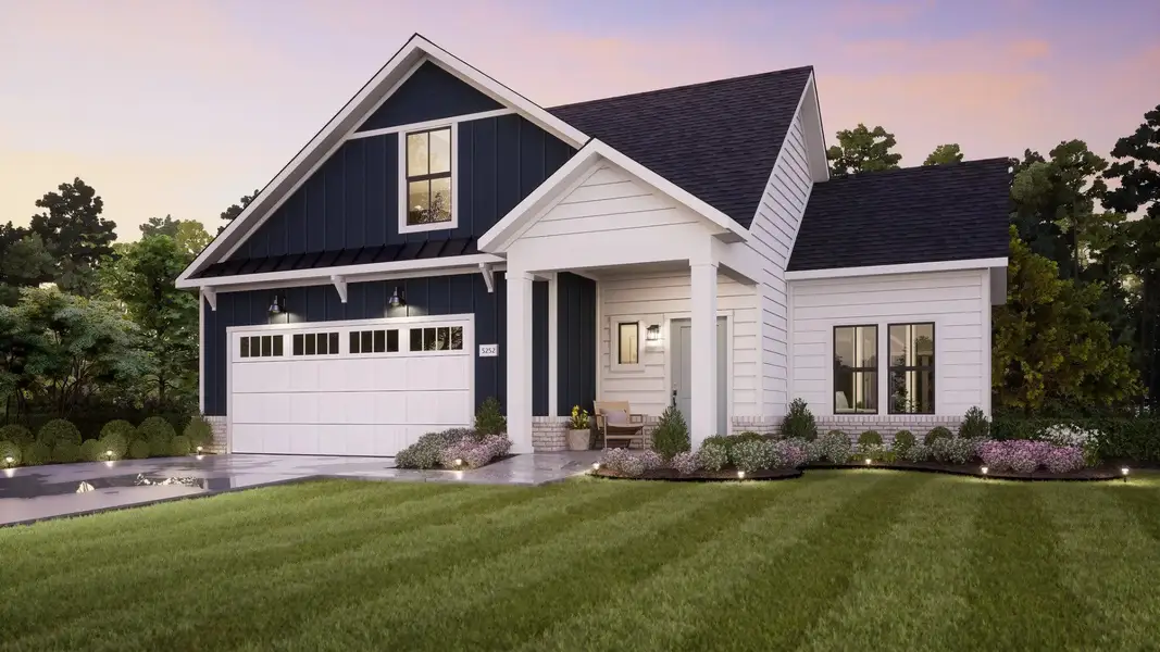 Front exterior of a home in the The Courtyards by The Manor community, located in Alpharetta, GA (Image 1).