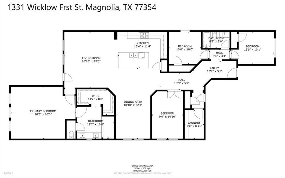 Floorplan with approximate measurements.