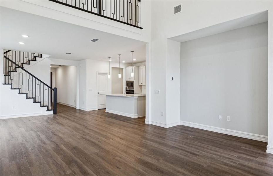 Two-story ceiling in living room