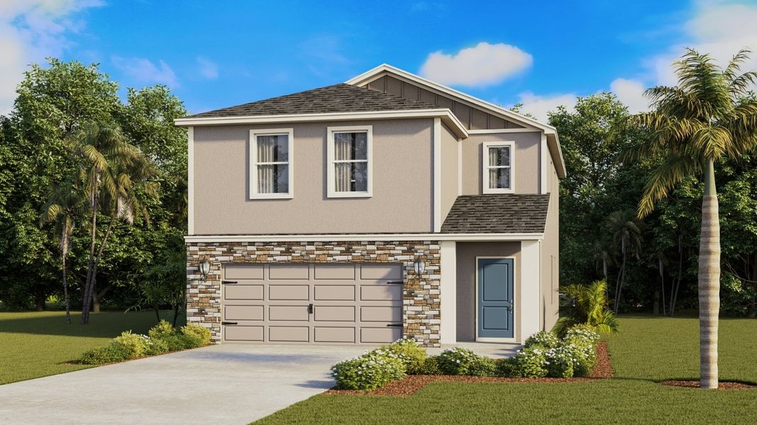 Representative exterior photo of a completed home built from the Elston II Modern by D.R. Horton in Archer at Two Rivers, Zephyrhills, FL (Image 23).