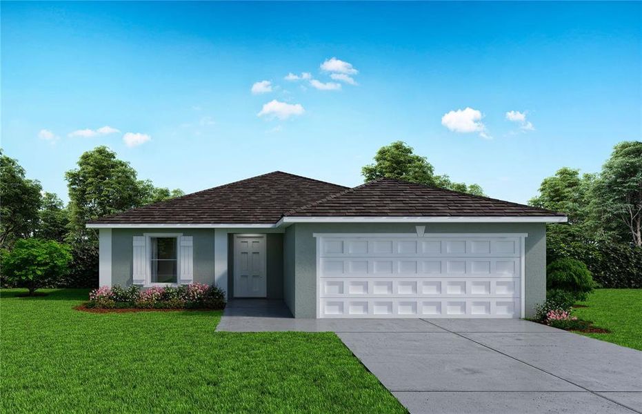 Front exterior of a new home in Poinciana, Poinciana, FL, highlighting curb appeal (Image 1).