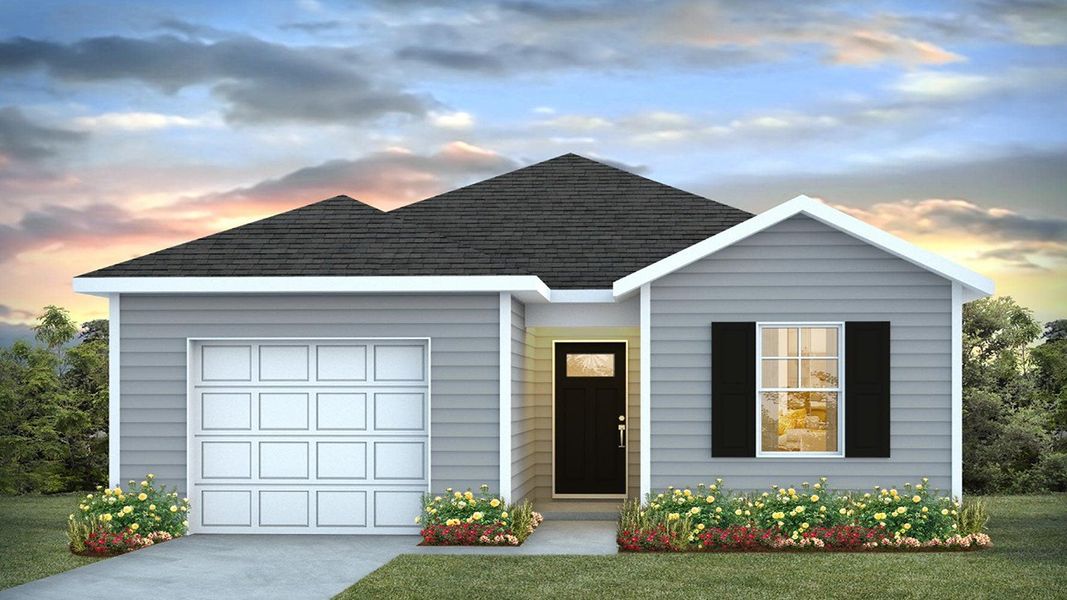 Front exterior of a new home in Rice Hope, Port Wentworth, GA, highlighting curb appeal (Image 24). Front exterior of a new home in Rice Hope, Port Wentworth, GA, highlighting curb appeal (Image 24).