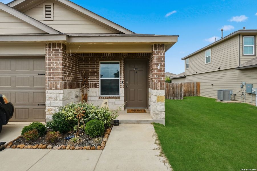 Exterior details and patio area of a home in Preserve at Medina, Von Ormy (Image 21).