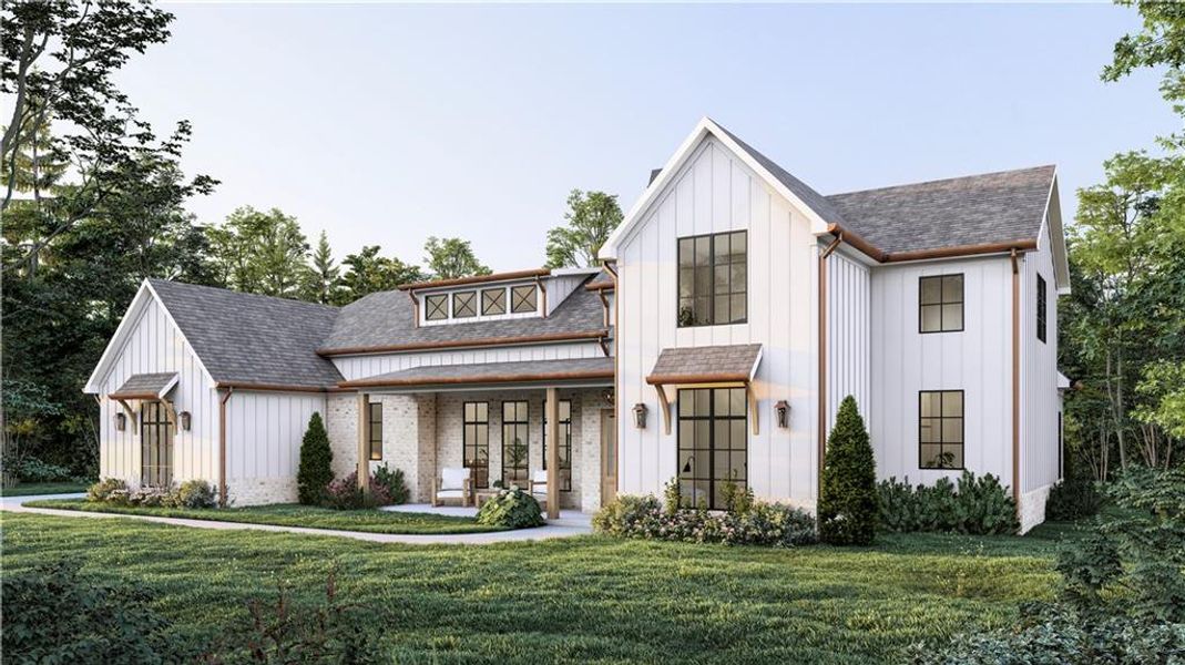 Front exterior of a new home in , Pendergrass, GA, highlighting curb appeal (Image 8).