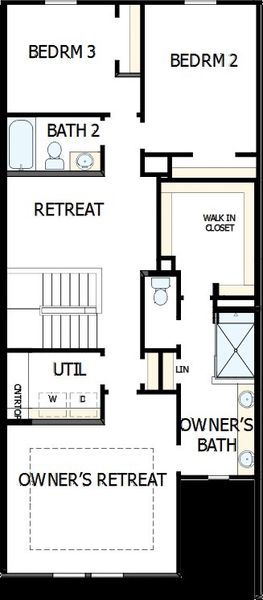 2D floor plan layout of this home in Westview Towns, Waxhaw, NC (Image 3).