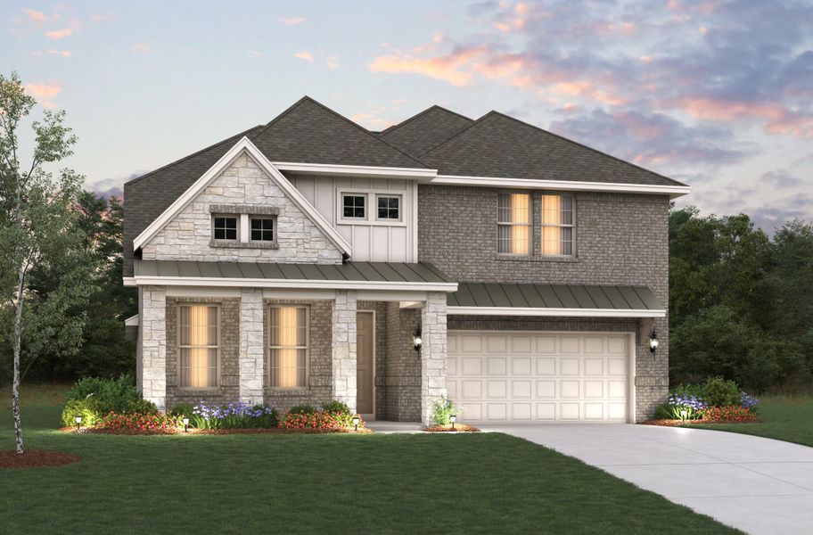 Representative exterior photo of a completed home built from the Summerfield by Beazer Homes in Lovers Landing, Forney, TX (Image 18).