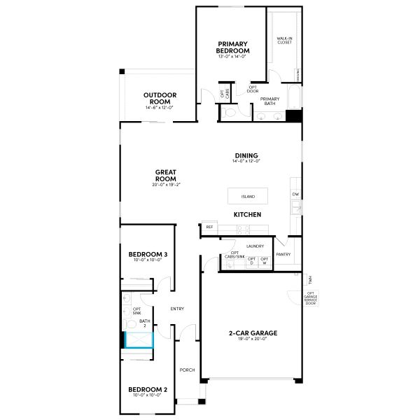 2D floor plan layout for the Azure Phase 5a by Brookfield Residential in Highland Sage at Alamar, Avondale, AZ (Image 19).