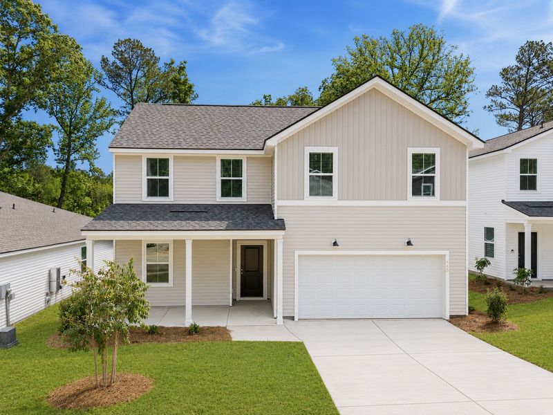 Front exterior of a new home in Grand Arbor, Blythewood, SC, highlighting curb appeal (Image 21).
