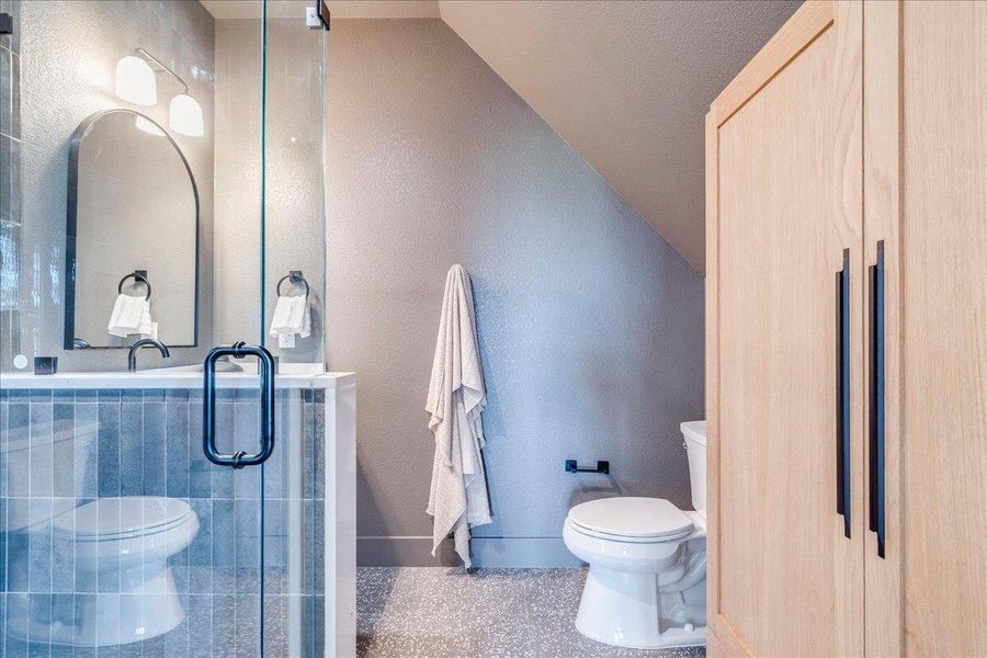 Modern bathroom design with sleek fixtures and a spacious walk-in shower.