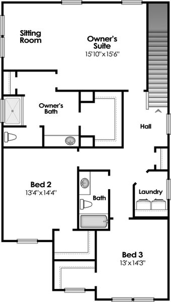 2D floor plan layout for the Thurmond by Hurricane Builders in Emanuel Creek, West Columbia, SC (Image 3). 2D floor plan layout for the Thurmond by Hurricane Builders in Emanuel Creek, West Columbia, SC (Image 3).