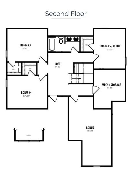 2D floor plan layout for the Salter by RiverWILD Homes in Sommerset Pond, Wendell, NC (Image 2). 2D floor plan layout for the Salter by RiverWILD Homes in Sommerset Pond, Wendell, NC (Image 2).