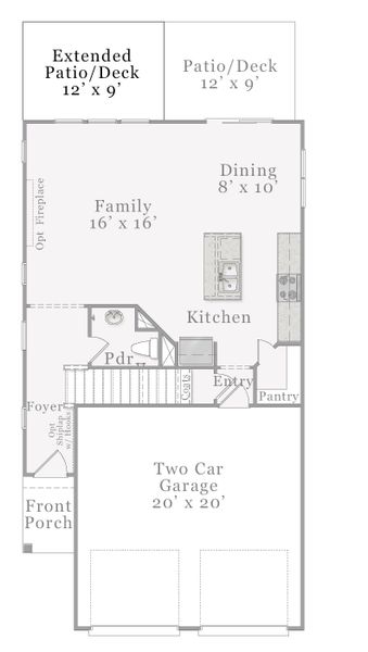 2D floor plan layout for the Alexander by McKee Homes in Bedford, Raeford, NC (Image 21).
