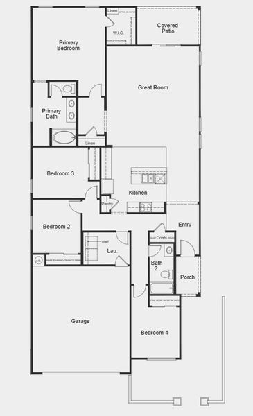 2D floor plan layout for the Plan 1956 by KB Home in The Traditions at Teravalis, Buckeye, AZ (Image 3). 2D floor plan layout for the Plan 1956 by KB Home in The Traditions at Teravalis, Buckeye, AZ (Image 3).