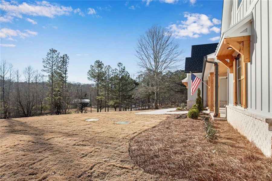 Exterior details and patio area of a home in , Hiram (Image 32).