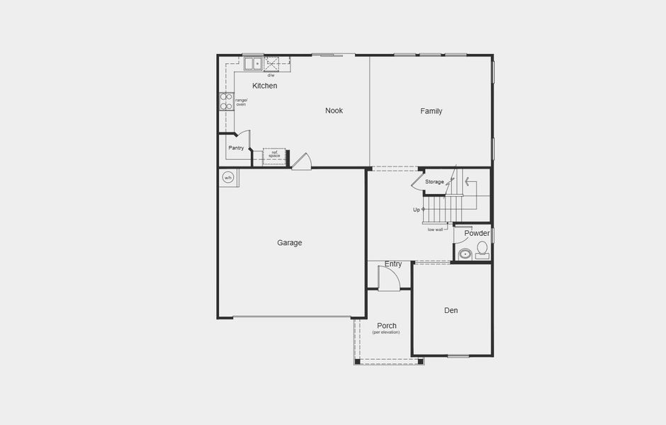 2D floor plan layout for the 2338 by KB Home in Wellington Pointe Classic, Monroe, NC (Image 3). 2D floor plan layout for the 2338 by KB Home in Wellington Pointe Classic, Monroe, NC (Image 3).