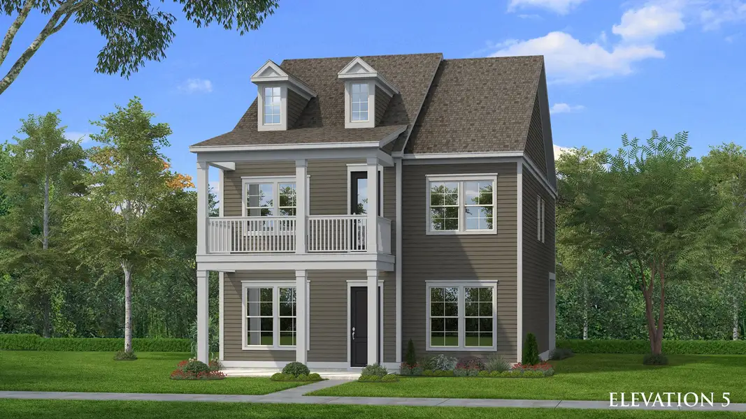 Brown Hardie siding exterior with second floor balcony Brown Hardie siding exterior with second floor balcony