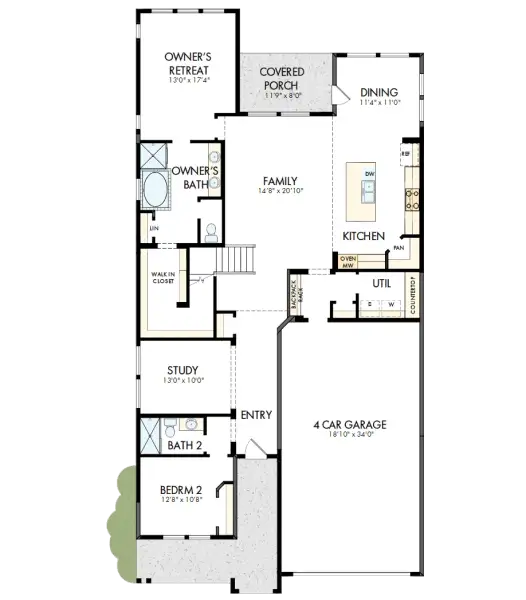 2D floor plan layout of this home in Pecan Square - Gardens, Northlake, TX (Image 2).
