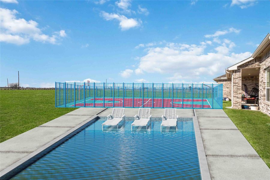 Virtually staged backyard.