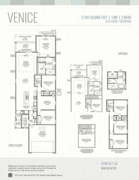 2D floor plan layout for the Venice by Riverside Homes in Mariposa at EverRange, Jacksonville, FL (Image 5).