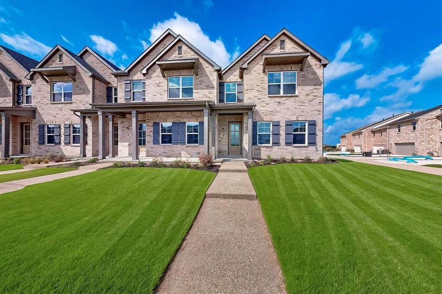 Front exterior of a new home in Solterra Texas, Mesquite, TX, highlighting curb appeal (Image 23).