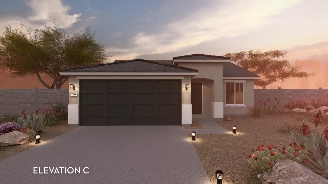 Representative exterior photo of a completed home built from the Leon by CastleRock Communities in Rancho Santa Rosa, Maricopa, AZ (Image 4). Representative exterior photo of a completed home built from the Leon by CastleRock Communities in Rancho Santa Rosa, Maricopa, AZ (Image 4).
