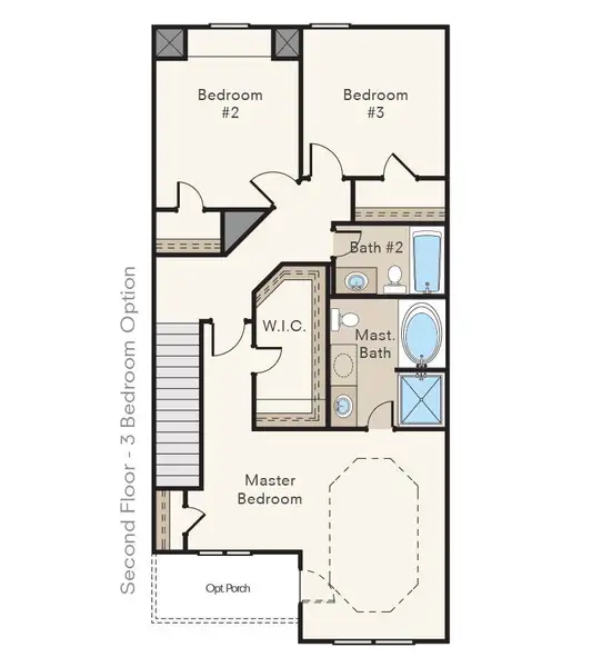 2D floor plan layout for the Americus by Peachtree Building Group in Benton Woods, Covington, GA (Image 3).