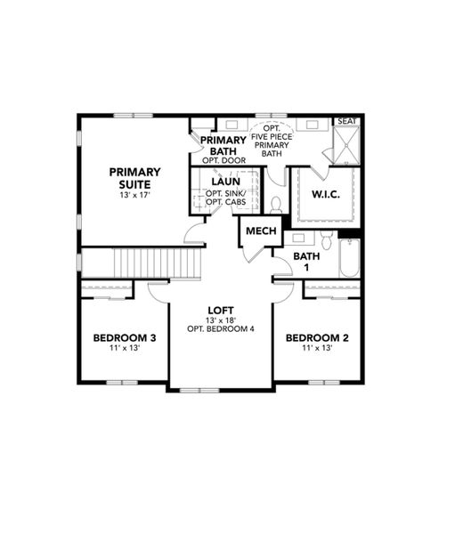 2D floor plan layout for the Kensington by DRB Homes in Trevenna, Windsor, CO (Image 4).