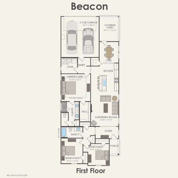 2D floor plan layout for the Beacon by Pulte Homes in Pinnacle at Legacy Hills, Celina, TX (Image 4).