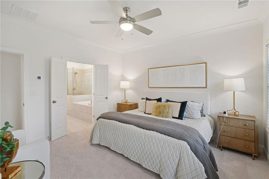 Furnished interior view inside a new home in Palisades Townhomes, Cumming (Image 17). Furnished interior view inside a new home in Palisades Townhomes, Cumming (Image 17).