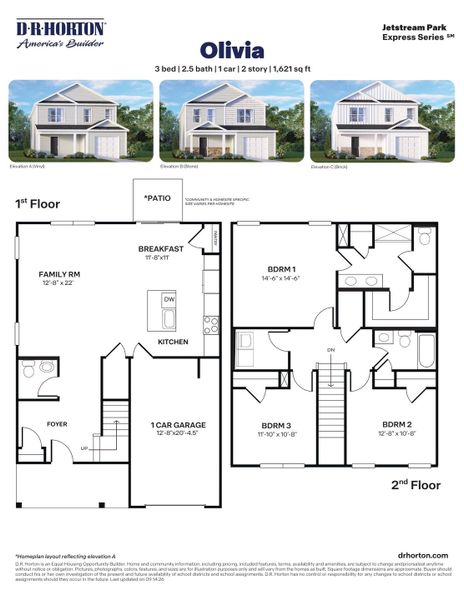 2D floor plan layout for the Olivia by D.R. Horton in Jetstream Park, Wilson, NC (Image 3). 2D floor plan layout for the Olivia by D.R. Horton in Jetstream Park, Wilson, NC (Image 3).