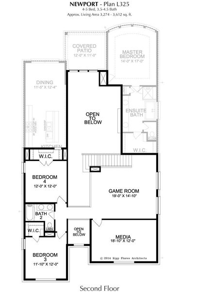 2D floor plan layout for the Newport by Landon Homes in Lexington Frisco, Frisco, TX (Image 5).