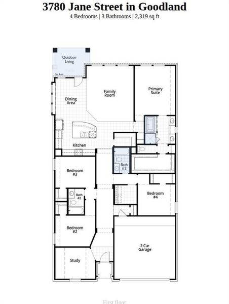 2D floor plan layout of this home in Goodland, Venus, TX (Image 2).